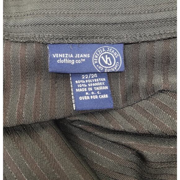 Venezia Jeans 22/24 Black Pinstripe Stretch Pencil Skirt 16" Side Slit EUC Y2K - Picture 3 of 5
